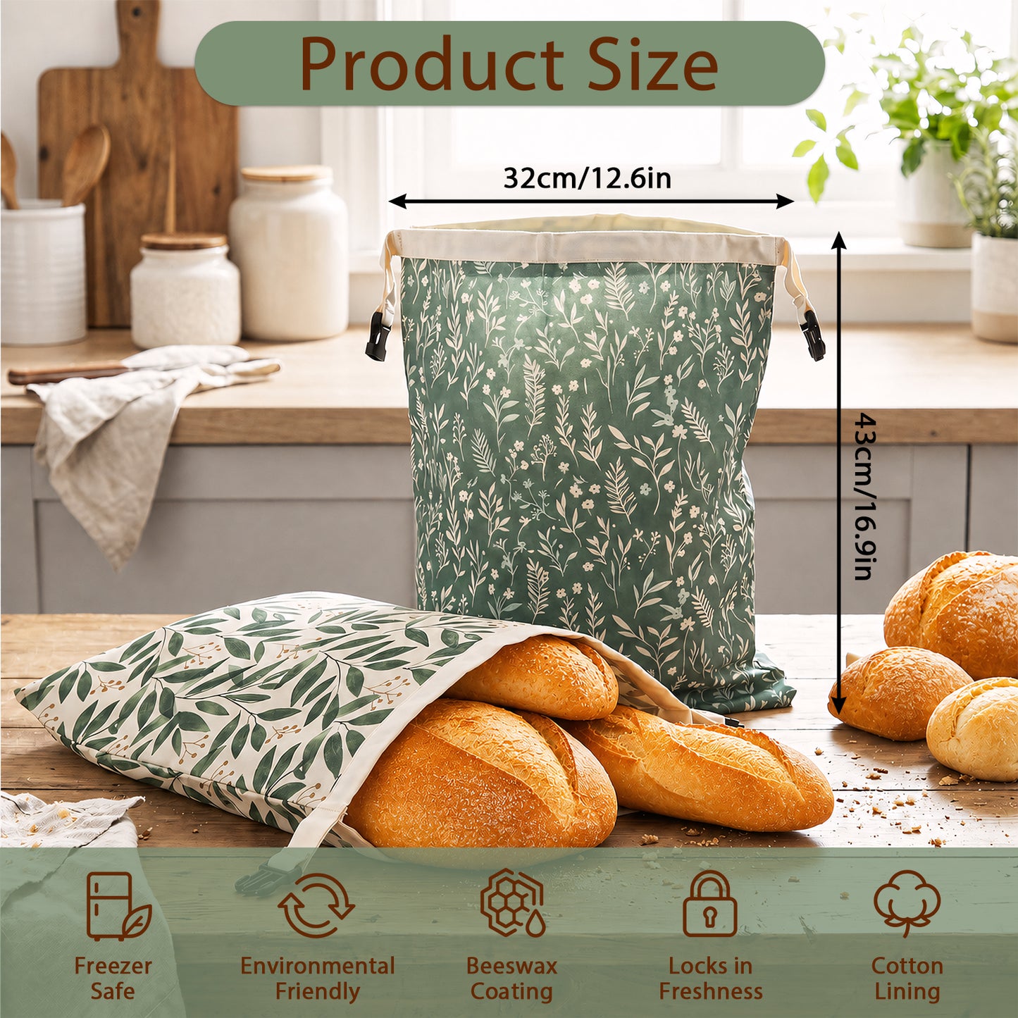 Hamdwerk Beeswax Bread Bags for Sourdough -17" x 12.5" style 2